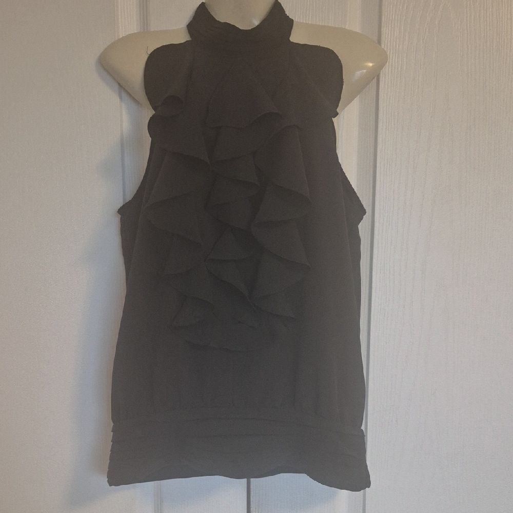 Adiva Black Ruffled Halter Top
